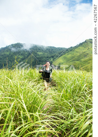 Asian Women Traveler or hiking with backpack  42267567