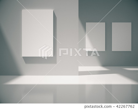 White empty room with empty frame. White empty room with empty frame. 42267762