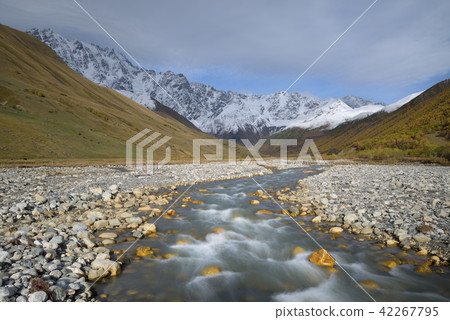 Landscape with a mountain river in Georgia Landscape with a mountain river in Georgia 42267795