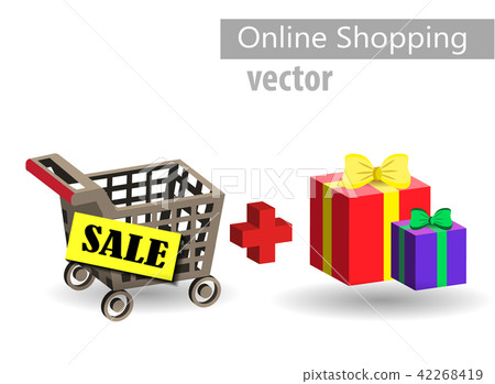 Shopping supermarket cart. Shopping supermarket cart. 42268419