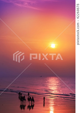 Colorful Sunrise at sea beach of east cost India. Colorful Sunrise at sea beach of east cost India. 42268678