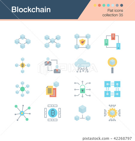 Blockchain icons. Flat design. - Stock Illustration [42268797] - PIXTA