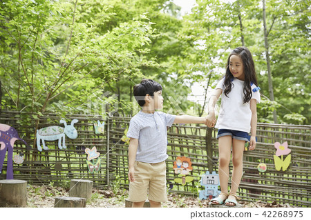 夏天，公園，孩子，孩子，野餐，散步，郊遊，森林，度假，度假 42268975