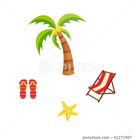 Vector flat travelling beach vacation symbols icon 42271997