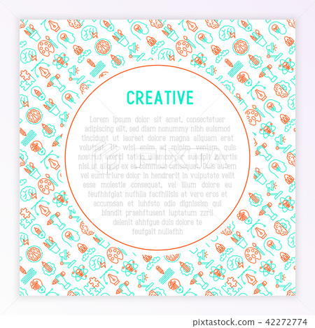 Creative concept with thin line icons - Stock Illustration [42272774 ...