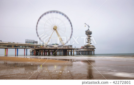 Beach view on the Pier in Scheveningen near Hague, Netherlands Beach view on the Pier in Scheveningen near Hague, Netherlands 42272801