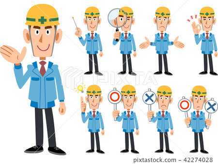 Construction Industry _ Men in blue working clothes _ 9 types of poses set Construction Industry _ Men in blue working clothes _ 9 types of poses set 42274028