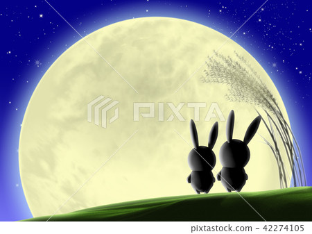 Moon view fantasy rabbit suzuki night sky copy space 42274105