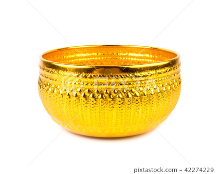 Gold bowl for water on white background Gold bowl for water on white background 42274229
