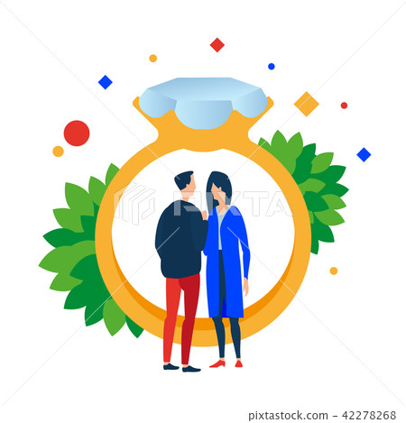 Marriage proposal with a diamond ring. 42278268