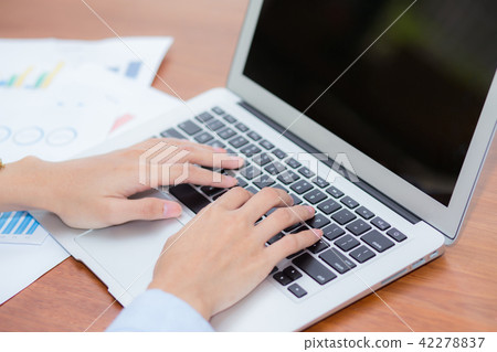 Closeup work with finance analysis on laptop. Closeup work with finance analysis on laptop. 42278837