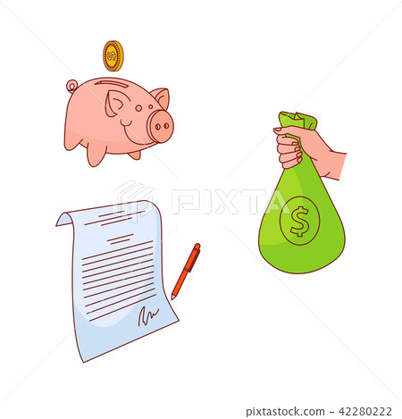Vector sketch business finance banking money set 42280222