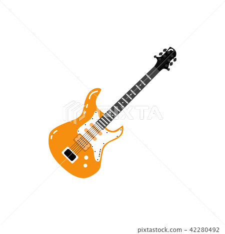 Vector flat black electric guitar icon isolated - Stock Illustration ...