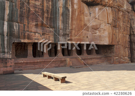 Cave 3: Entrance. Pillared verandah, Badami Caves Cave 3: Entrance. Pillared verandah, Badami Caves 42280626