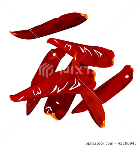 Illustration of red pepper used for traditional Chinese medicine and medicine dish 42280943
