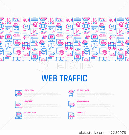 Web traffic concept with thin line icons Web traffic concept with thin line icons 42280978