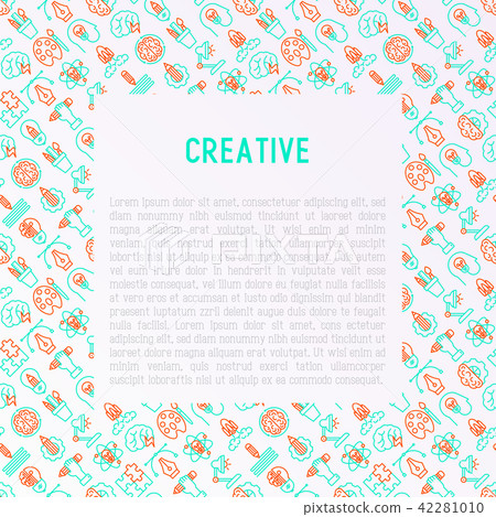 Creative concept with thin line icons - Stock Illustration [42281010 ...