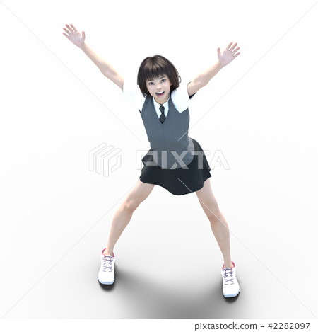 Female college student who poses posing 3DCG illustration material 42282097