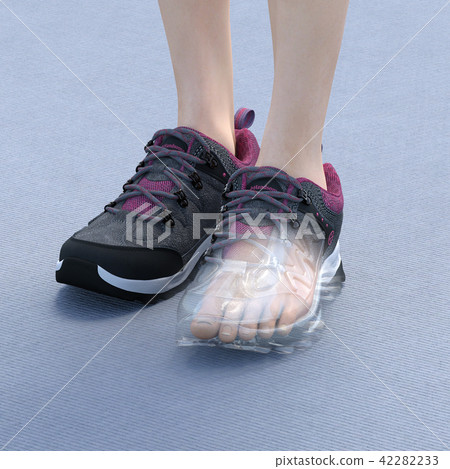 女性的腳運動鞋內透視perming3DCG真實插圖素材 女性的腳運動鞋內透視perming3DCG真實插圖素材 42282233