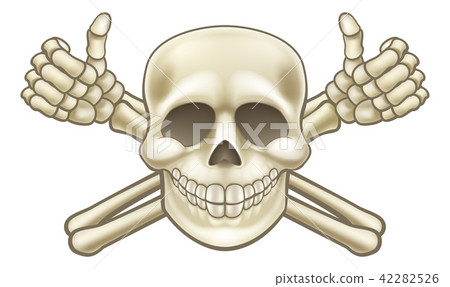 Cartoon Thumbs Up Pirate Skull and Crossbones 42282526