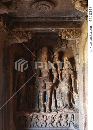 The goddesses Lakshmi and Parvati, Badami Caves The goddesses Lakshmi and Parvati, Badami Caves 42283484