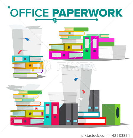 Stack Of Papers, File Folders Vector. Cluttered Documentation. Accounting Bureaucracy. Isolated Flat Stack Of Papers, File Folders Vector. Cluttered Documentation. Accounting Bureaucracy. Isolated Flat 42283824