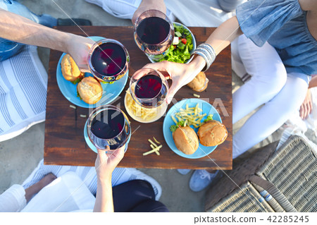Summer picnic with red wine Summer picnic with red wine 42285245