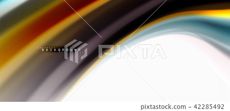 Fluid liquid mixing colors concept on light grey background, curve flow, trendy abstract layout 42285492