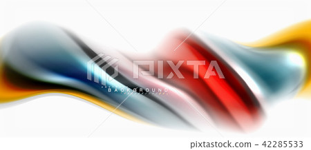Fluid liquid mixing colors concept on light grey background, curve flow, trendy abstract layout 42285533