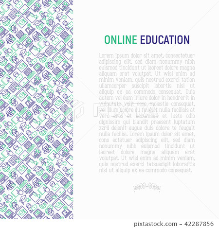 Online education concept with thin line icons - Stock Illustration ...