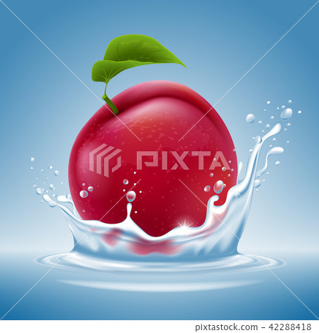 Plum fruit in water splash 42288418
