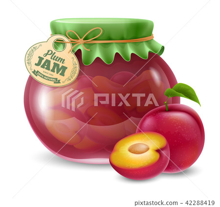 Plum jam in the glass jar 42288419