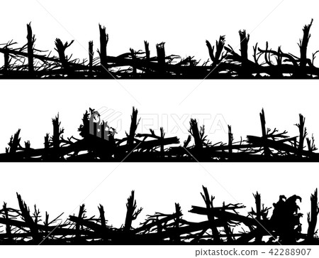 Silhouette banners with windbreak forest. 42288907