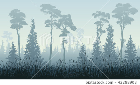 Horizontal illustration of forest with grass. 42288908