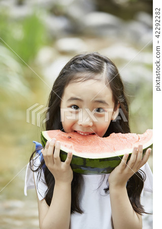 Summer, park, child, children, stream, valley, water dip, watermelon Summer, park, child, children, stream, valley, water dip, watermelon 42292282