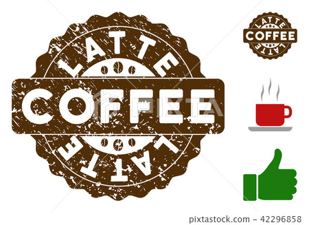 Latte Award Stamp with Grunge Style 42296858