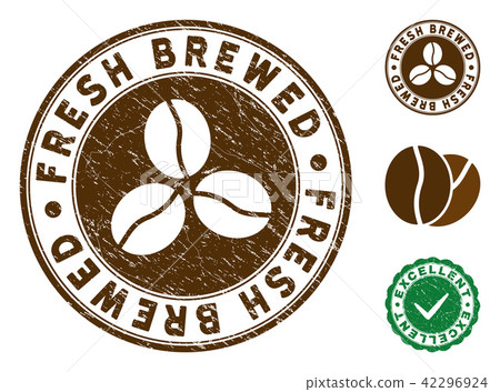 Fresh Brewed Stamp with Grungy Texture 42296924