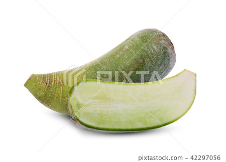 sweet green radish with half slice isolated sweet green radish with half slice isolated 42297056
