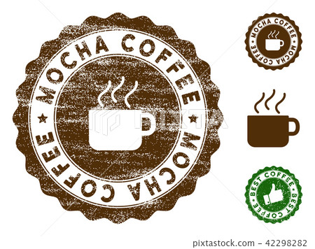Mocha Coffee Stamp Seal with Grunge Texture 42298282