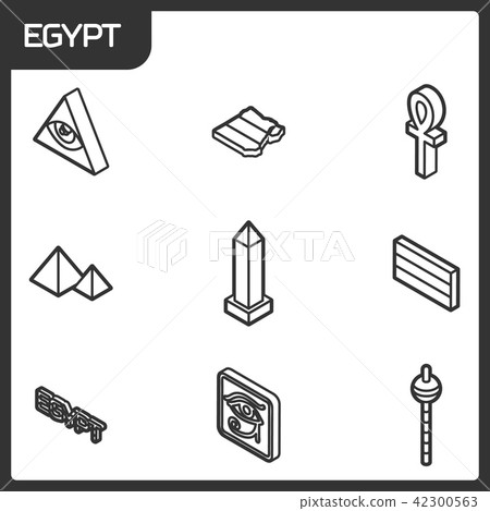 Egypt outline isometric icons Egypt outline isometric icons 42300563