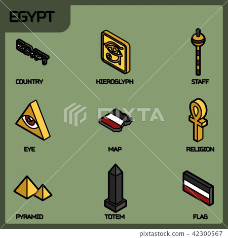 Egypt color outline isometric icons Egypt color outline isometric icons 42300567
