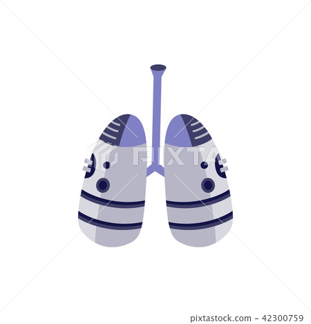 Vector Flat futuristic lungs prosthesis icon. Vector Flat futuristic lungs prosthesis icon. 42300759
