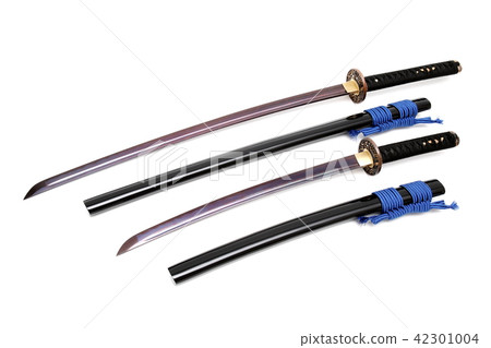 Japanese sword and scabbard on white background Japanese sword and scabbard on white background 42301004