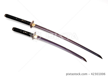 Katana and wakizashi Japanese swords isolated in w Katana and wakizashi Japanese swords isolated in w 42301006