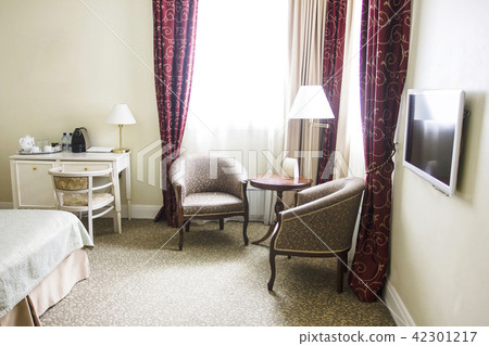 The interior of room in calm colours, sitting area The interior of room in calm colours, sitting area 42301217