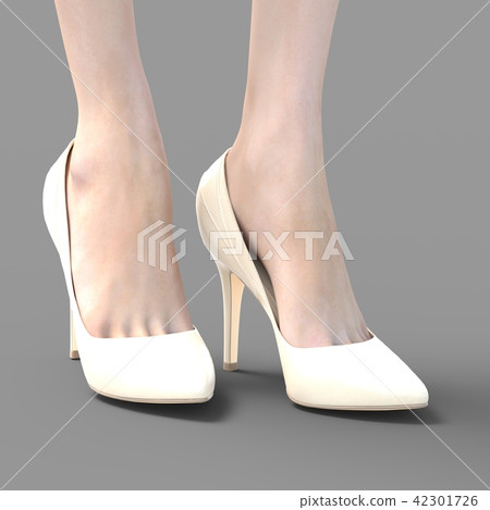 在透明度perming3DCG真正的例證材料裡面的女性腳踏泵 42301726