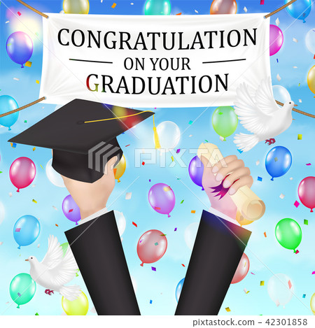 congratulations graduation banner and diploma,hat congratulations graduation banner and diploma,hat 42301858