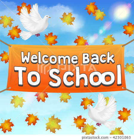 back to school vinyl banner on autumn sky back to school vinyl banner on autumn sky 42301863