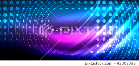 Neon glowing lines, magic energy space light concept, abstract background wallpaper design 42302386