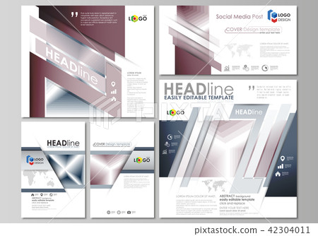 Social media posts set. Business templates. Easy editable flat design template, vector layouts in 42304011